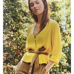 Cabi Sunny Sweater Snap Button Knit Cardigan - Yellow - Women's XL